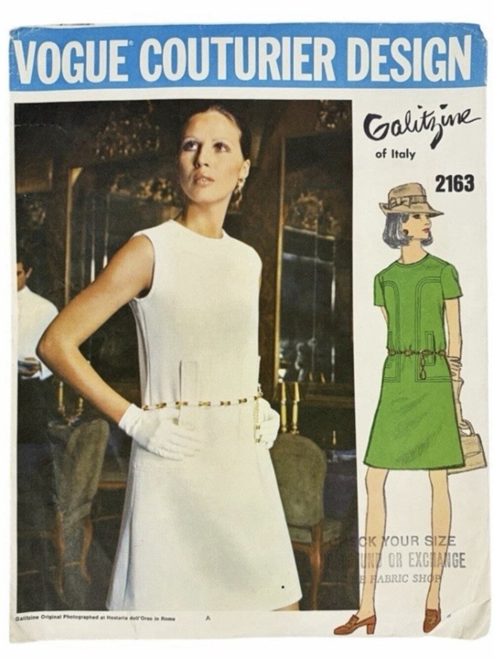 1960s Vogue Couturier Design 2163 Galitzine Italy Mod Dress Size 10